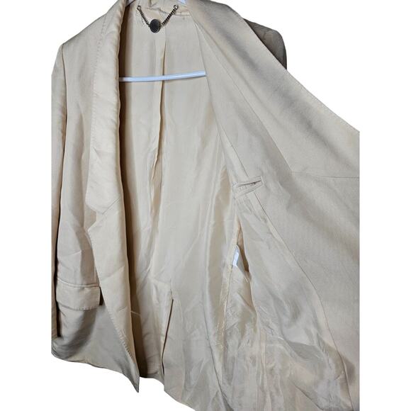 Stella McCartney Beige Blazer Jacket Women’s 36 Small 100% Silk Italy Spot Flaws - Picture 5 of 16